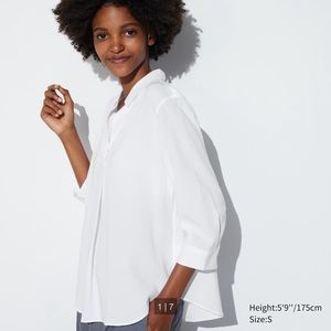 Uniqlo rayon skipper collar 3/4 sleeve blouse women’s large